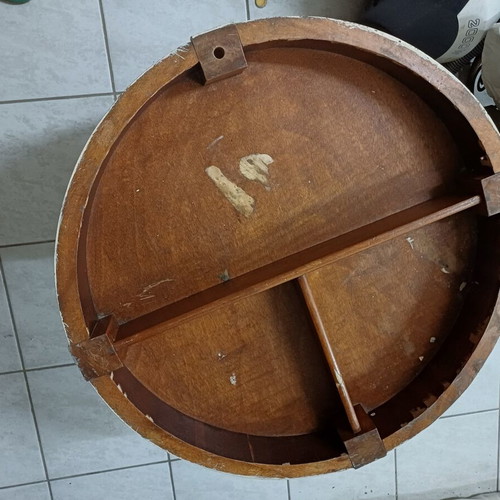 Wooden table used, carved, handmade with storage space