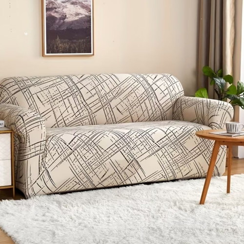 Elastic sofa covers with geometric pattern like new, separate sale