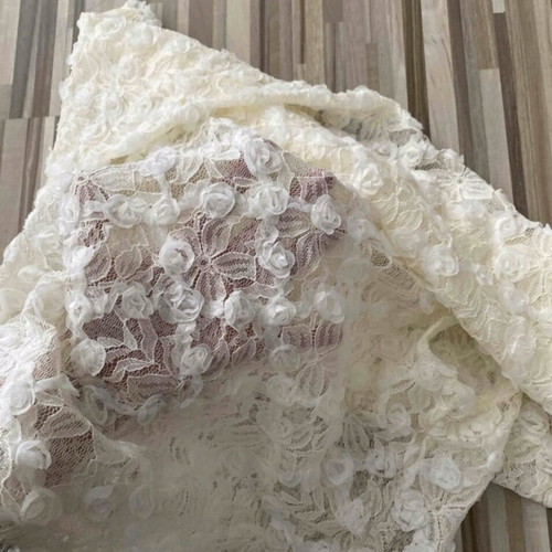 Blouse with 3D floral design and off-shoulder, new, size L