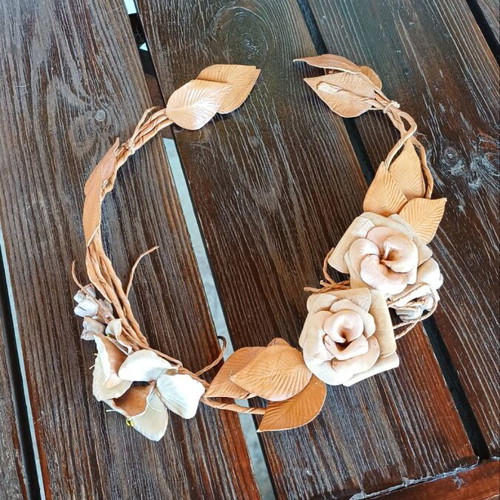Bridal wreath with flowers new handmade leather
