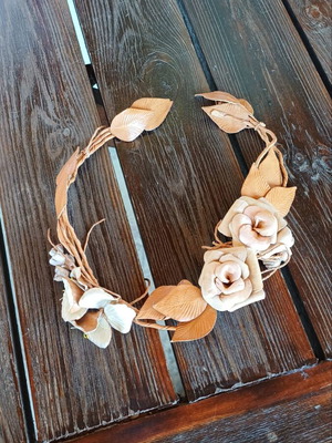Bridal wreath with flowers new handmade leather
