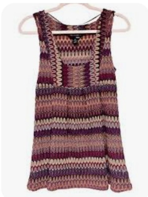 Top H&M used, burgundy and gold shades, medium to large
