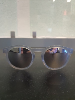 Opposite unisex sunglasses with blue transparent frame and silver mirror new