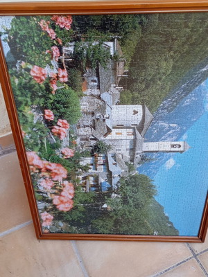 Framed puzzle art with glass, like new