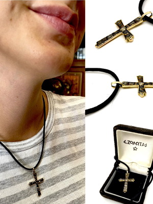 Σταυρός 18k vintage μεταχειρισμένος με διαμάντια 1.1ct