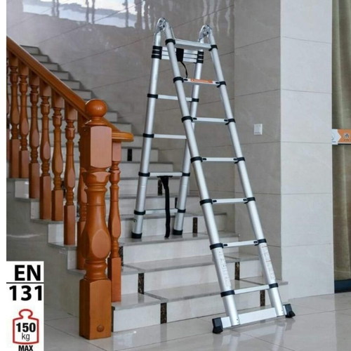 Double telescopic ladder new, aluminum with 10 steps
