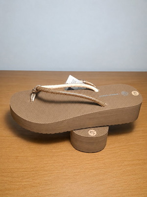 Infinity Cross Ocean Addicts platform sandals with rhinestones, beige/tan, size 36
