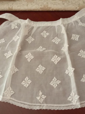 Organza apron with lace details vintage 1970, new