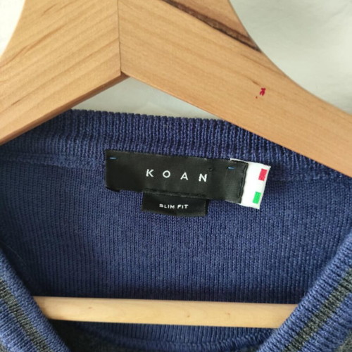 Koan men's V-neck knitted sweater gray new, size S