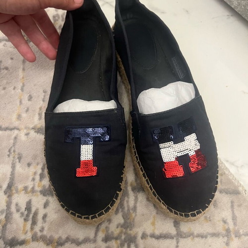 Tommy Hilfiger espadrilles with sequins used, size 39, dark blue