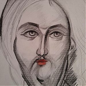 Ιησούς Χριστός σε χαρτί με μολύβι και κάρβουνο