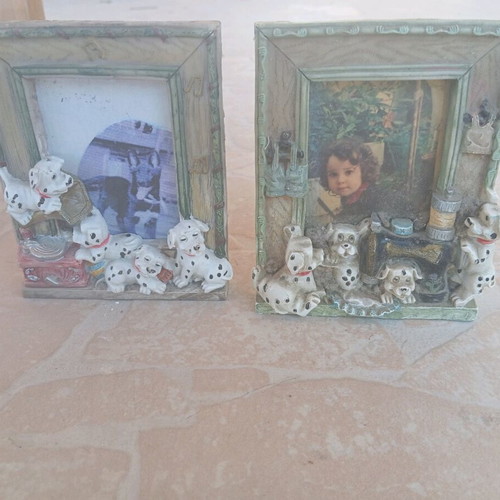 Set of 2 vintage ceramic 101 Dalmatians photo frames