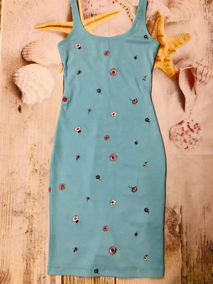 Φόρεμα oodji μεταχειρισμένο, μέγεθος XSmall, μπλε με λουλούδια