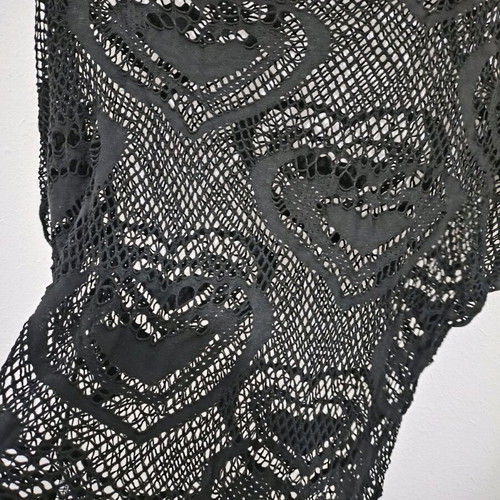 Black mesh blouse with hearts new, size M