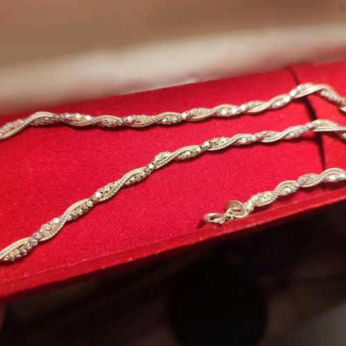 Women's 925 silver braided chain gold plated 41cm like new