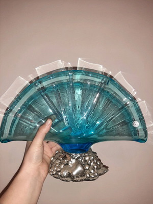 Argento vintage decoration with 925 silver base and glass like new