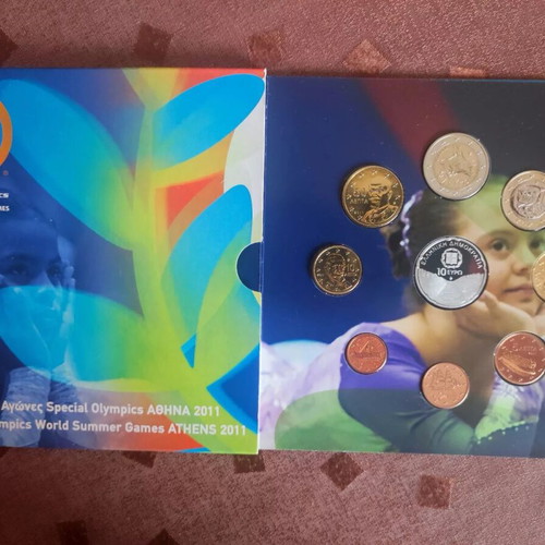 Greece Special Olympics 2011 euro set with collectible silver 10 euro new