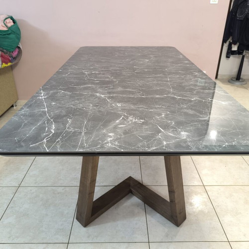 Mexil Luxury Dining Table with Ceramic Top and Solid Wood Legs like new 200x100x75