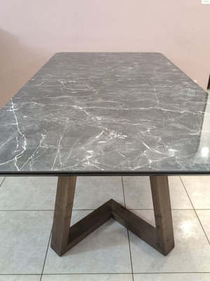 Mexil Luxury Dining Table with Ceramic Top and Solid Wood Legs like new 200x100x75