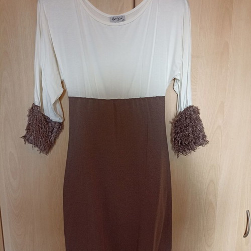 Be You elastic dress S/M with synthetic fur sleeves like new
