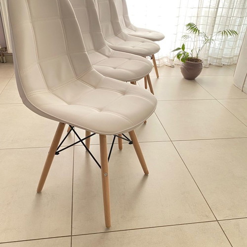 White leather chairs new, set of four