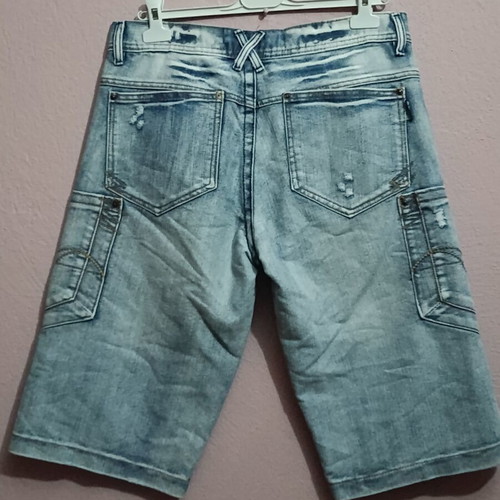 Idpdt men's denim cargo shorts XL, light wash