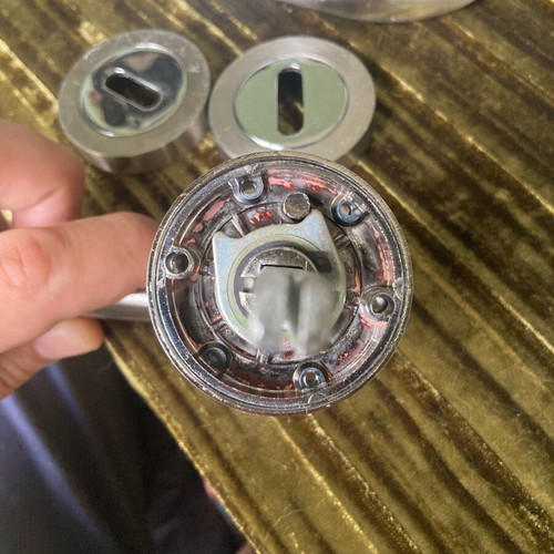 Door handle set like new, satin finish, internal door