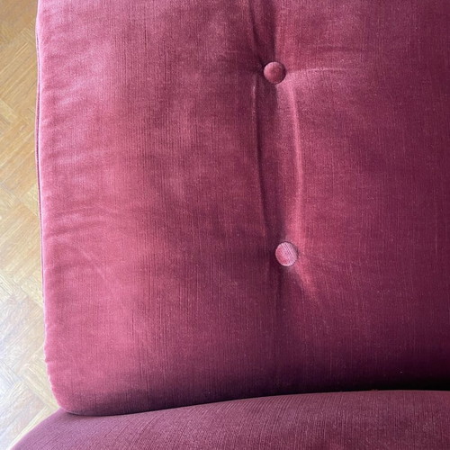 Vintage velvet living room set 1970s, burgundy