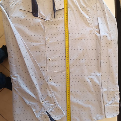 Billy Bones Slim Fit Shirt Light Ice Blue with Navy Details like new, size L