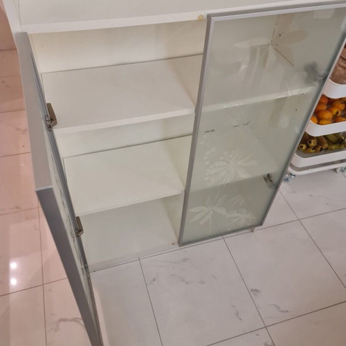 IKEA OXBERG Bookcase white like new, 80x28x202 cm, 6 shelves, 2 glass doors