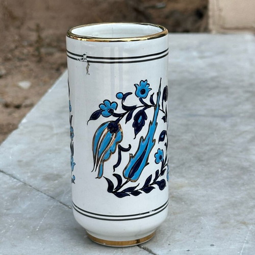 Handmade ceramic vase Manousakis Rhodes used with deer motif