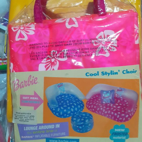 Barbie inflatable chair collectible new pink with flowers