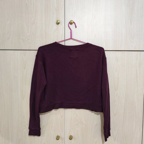 Pull & Bear burgundy long-sleeve blouse used with Grumpy Cat design