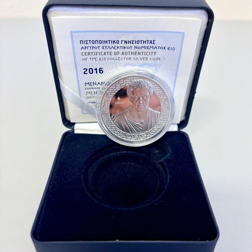 Silver coin Proof 10 euro Menandros 2016 Greece new