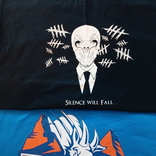 Two printed t-shirts, size XXL, black and blue