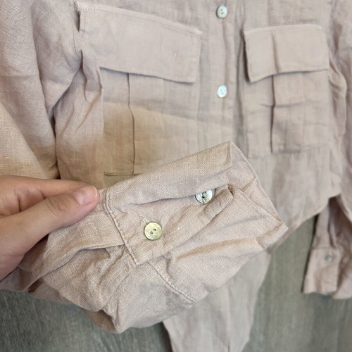 Linen short shirt women's soft pink like new Zara