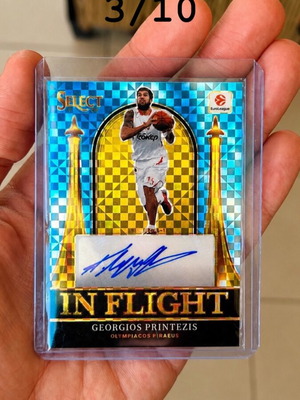 Georgios Printezis 2025-26 Panini Euroleague Select Gold Prizm Flight Auto 3/10 card