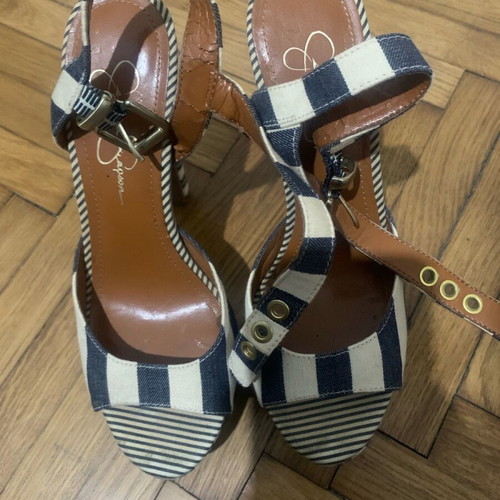 Jessica Simpson platform sandals like new, size 37.5, white blue