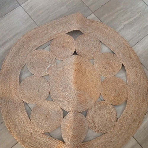 Boho straw round carpet 78x78, new