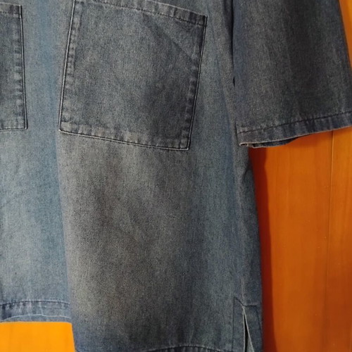 Denim dress like new, half denim and half elastic cotton, white and blue