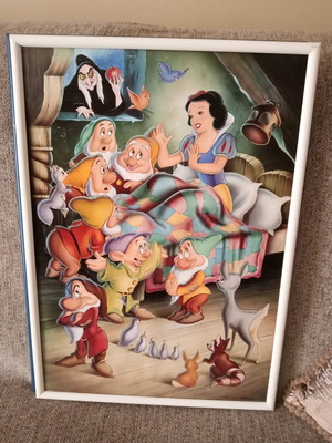 Children's poster in frame like new, vintage 1994, 44x62
