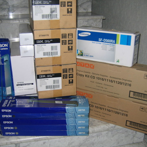 Printers used, inks, toners, connection cables and circuit boards