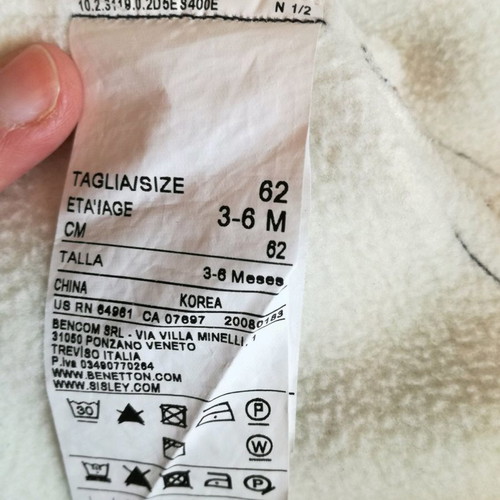 Benetton baby coat used for boy 3-6 months striped with hood