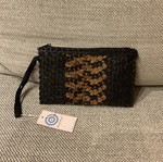 Ψάθινο clutch τσαντάκι χειρός καινούργιο, μαύρο-μπεζ