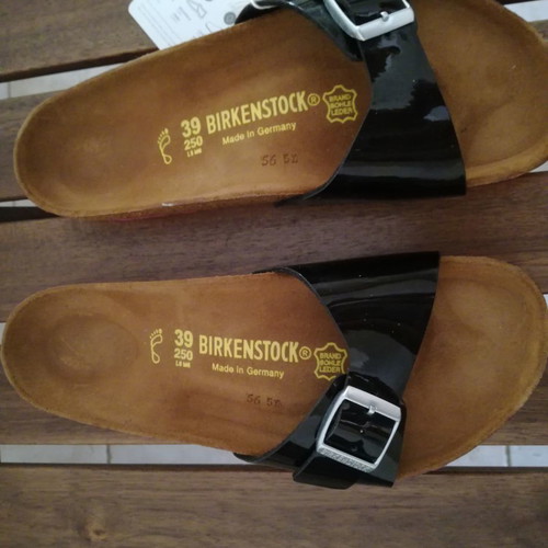 Birkenstock Madrit sandals new, size 39 EU, black patent leather