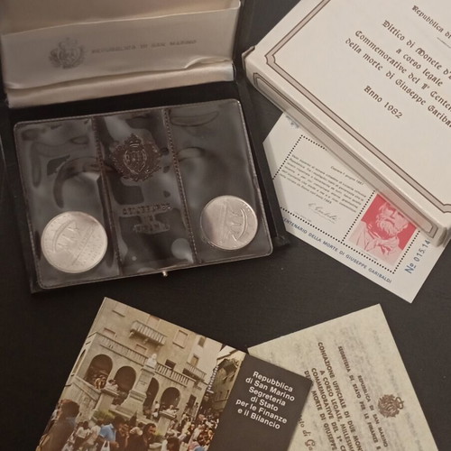San Marino silver coin set 1982, Giuseppe Garibaldi centenary