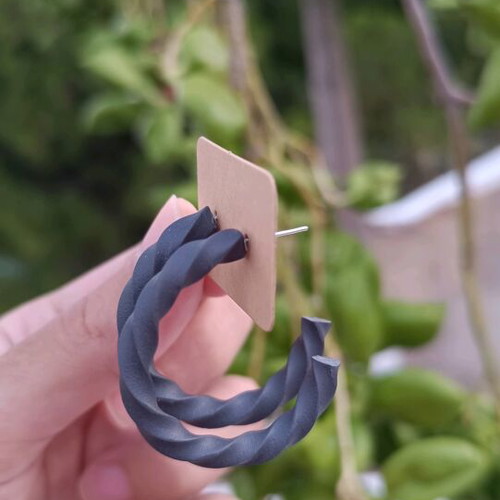 Earrings hoop new, made of polymer clay and steel