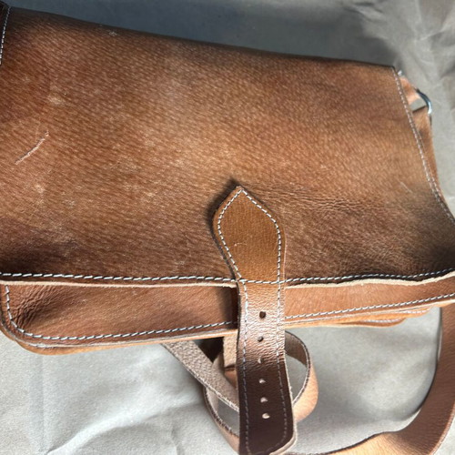 Leather bag vaketa crossbody new, beige and brown