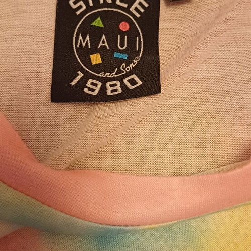 Maui and Sons tie-dye blouse with front tie, size L, like new