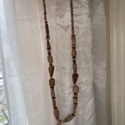 Set of 3 wooden necklaces, brown tones